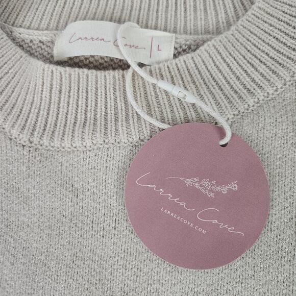 NWT Intarsia Floral Knitted Oversized Sweater Large Cream Brown Flowers - Picture 6 of 8